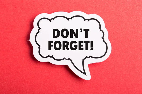 Forget Reminder Speech Bubble Isolated Red Background — Stock Photo, Image