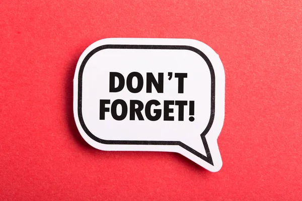 Forget Reminder Speech Bubble Isolated Red Background — Stock Photo, Image