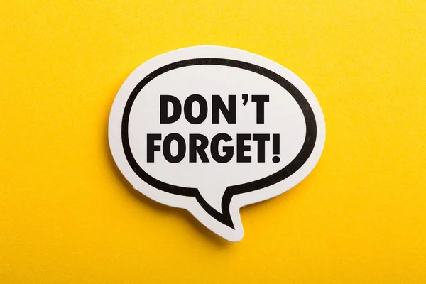 Forget Reminder Speech Bubble Isolated Yellow Background Stock Photo