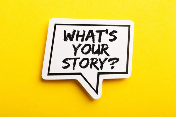 What Your Story Speech Bubble Isolated Yellow Background — Stock Photo, Image