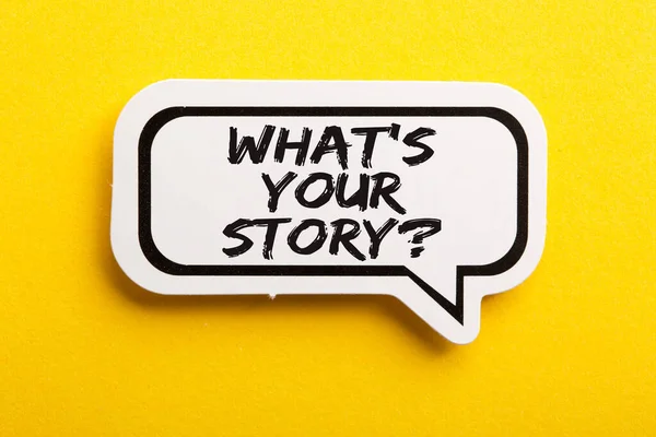 What Your Story Speech Bubble Isolated Yellow Background — Stock Photo, Image