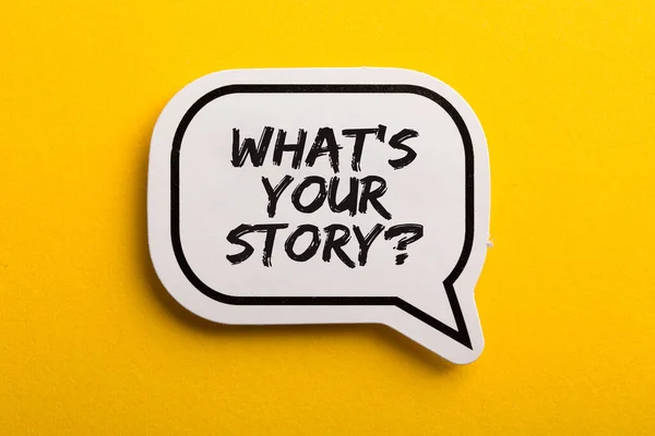 What Your Story Speech Bubble Isolated Yellow Background — Stock Photo, Image