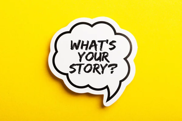 What Your Story Speech Bubble Isolated Yellow Background — Stock Photo, Image