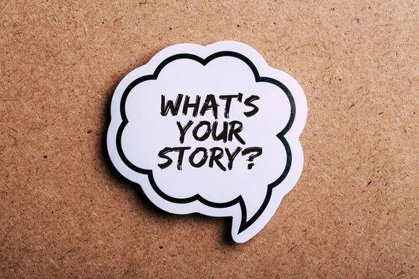 What Your Story Speech Bubble Isolated Brown Paper Background Shadow — Stock Photo, Image