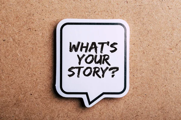 What Your Story Speech Bubble Isolated Brown Paper Background Shadow — Stock Photo, Image