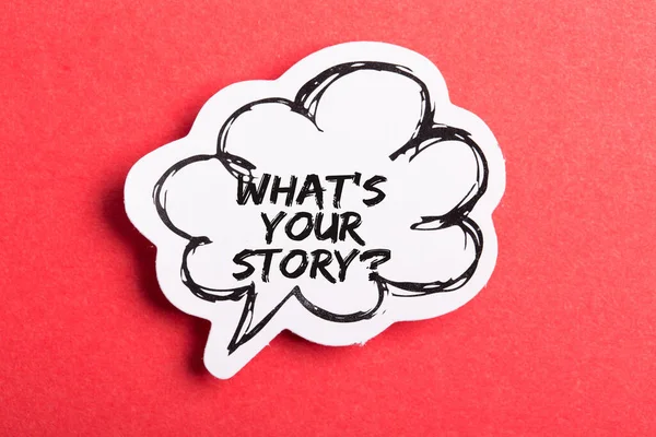 What Your Story Speech Bubble Isolated Red Background — Stock Photo, Image