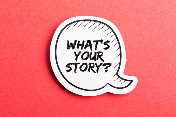 What Your Story Speech Bubble Isolated Red Background — Stock Photo, Image