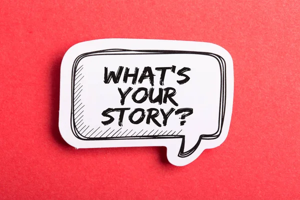 What Is Your Story speech bubble isolated on the red background.