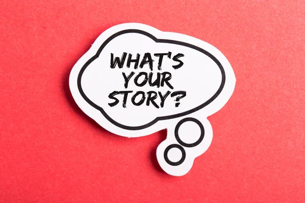 What Your Story Speech Bubble Isolated Red Background — Stock Photo, Image