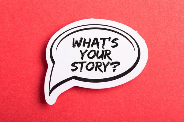 What Your Story Speech Bubble Isolated Red Background — Stock Photo, Image