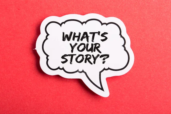 What Your Story Speech Bubble Isolated Red Background — Stock Photo, Image