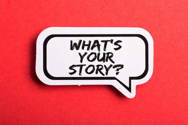 What Your Story Speech Bubble Isolated Red Background — Stock Photo, Image