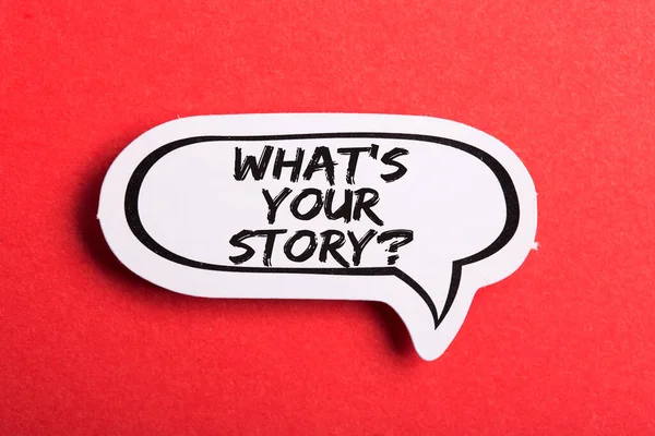 What Your Story Speech Bubble Isolated Red Background — Stock Photo, Image