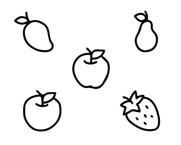 Ilustración Diseño Icono Conjunto Frutas Diseño Estilo Dibujado Mano Diseñado — Vector de stock