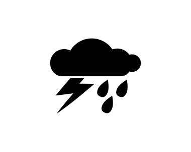 Web ve app için tasarlanmış yağmur gök gürültüsü simge tasarlamak, glif tarzı tasarım,
