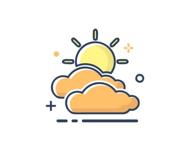 Güneş su simge tasarlamak bulut, dolgulu stil tasarım, web ve uygulama için tasarlanmış hat