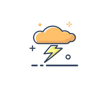 gök gürültüsü bulut simgesi tasarım illüstrasyon, dolgulu stil tasarım, web ve uygulama için tasarlanmış hat