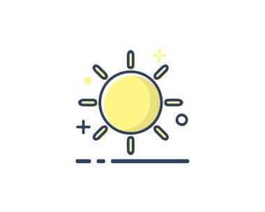 Güneş simge tasarlamak, çizgi stili tasarım, web ve uygulama için tasarlanmış dolu.