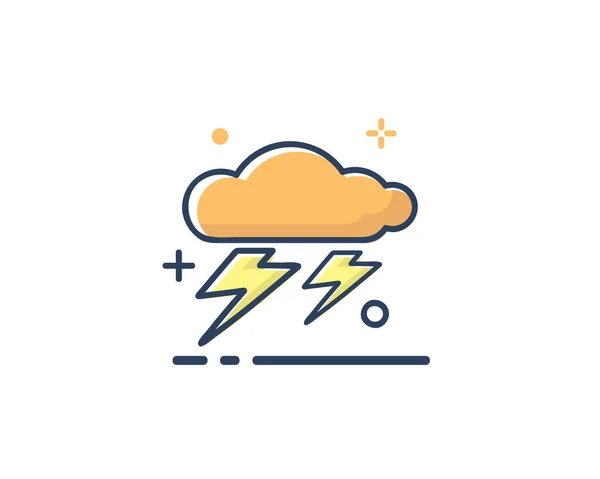 Ilustración Diseño Iconos Nube Trueno Diseño Estilo Lleno Líneas Diseñado — Archivo Imágenes Vectoriales