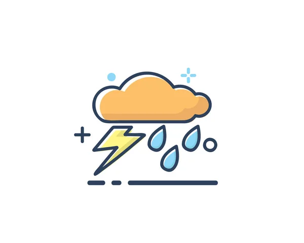 Lluvia Trueno Nube Icono Diseño Ilustración Diseño Estilo Lleno Línea — Archivo Imágenes Vectoriales