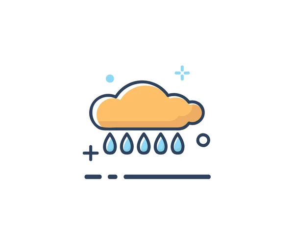 Bulut Simge Tasarlamak Yağmur Dolu Tarzı Tasarım Web Uygulama Için — Stok Vektör