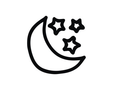 Web ve app için tasarlanmış ay ve yıldız simge tasarlamak, elle çizilmiş tarzı tasarım,