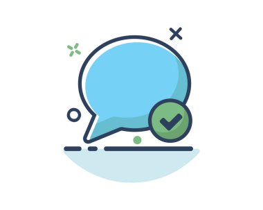 sohbet kabarcık onay satırı doldurulmuş simgesi, Web ve uygulama için tasarlanmış