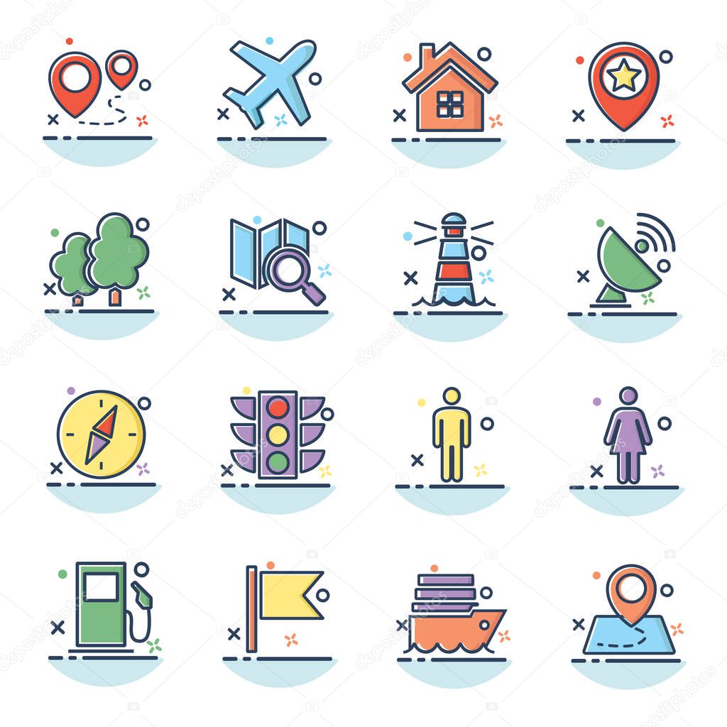 navigation icon glyph design set illustration,designed for web and app