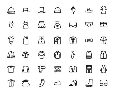 moda el çekilmiş Icon set, Web ve uygulama için tasarlanmış