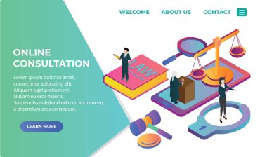 Online Hukuk sayfa illüstrasyon açılış izometrik