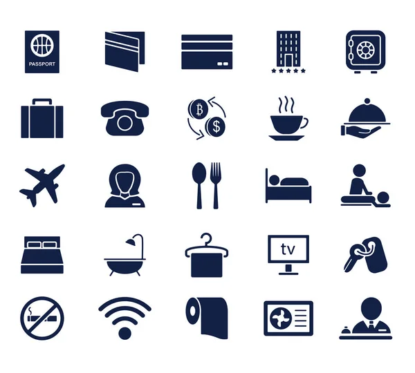 Hotel Glyphen Icon Set Für Web Und App — Stockvektor