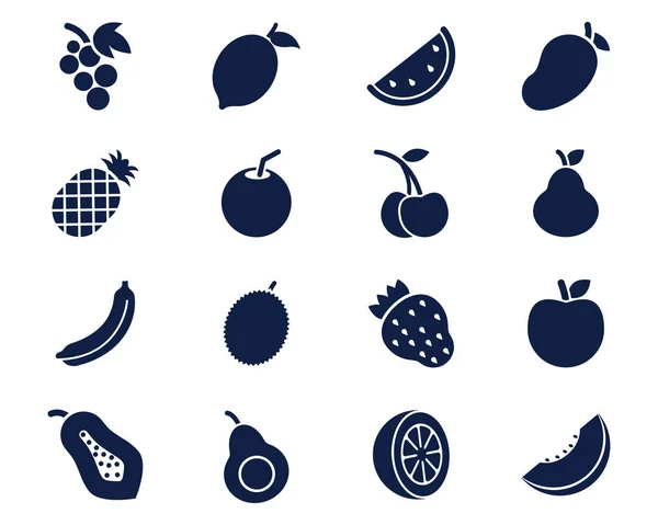 Fruchtsymbol Setzen Glyphen Cool Cute Icon Pack App Design Icon — Stockvektor