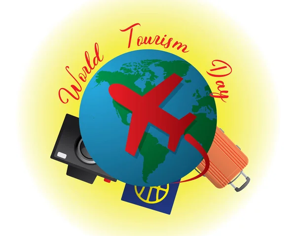 世界旅游日酷可爱包应用程序设计网页横幅 — 图库矢量图片