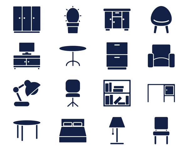 Furniture Icon Glyph Set Cool Cute Icon Pack App Design — Stock Vector