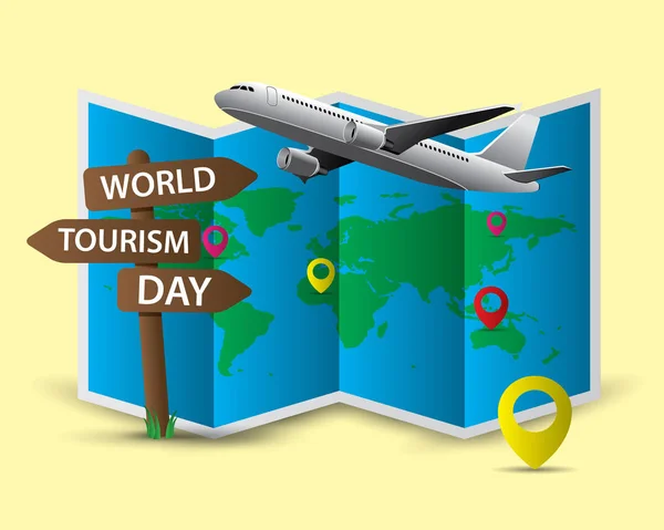 Dünya Turizm Günü Sevimli Paketi Cool App Tasarım Web Afiş — Stok Vektör