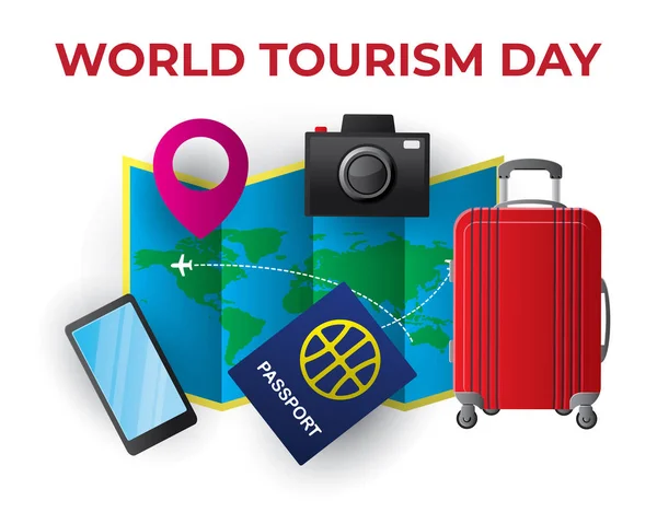 Papier Welt Tourismus Tag Tourismus Tag Illustration Welttourismus Tag Vektor — Stockvektor
