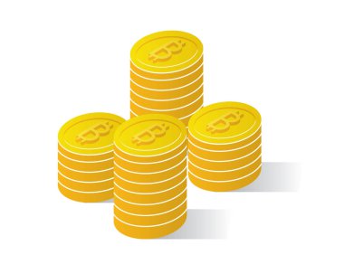 Mexico blok zinciri kavramına sahip bitcoin izometrik simgeleri, güvenli bitcoin, kripto para madenciliği, başlangıç projesi izole vektör çizimi