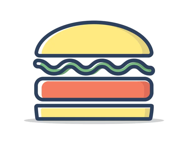 Burger Linie Gefüllt Symbol Illustration Vektor — Stockvektor