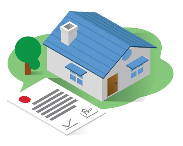 Immobilien Isometrische Symbole Konzept Immobilien Illustration Vektor Home Certificate Isometrische — Stockvektor