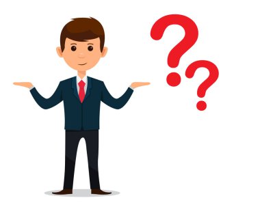 İş adamı düz simge illüstrasyon vektörü soruyor, iş adamı düz simge illüstrasyon vektörü soruyor