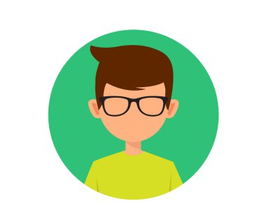 Kısa saçlı güneş gözlüklü çocuk avatar düz ikon illüstrasyon vektörü, kısa saçlı güneş gözlüklü çocuk avatar düz ikon çizim vektörü