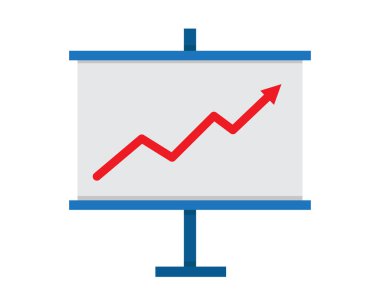 Sunum düz ikon çizim vektörünü açıkla, sunum satış pazarı düz ikon illüstrasyon vektörü