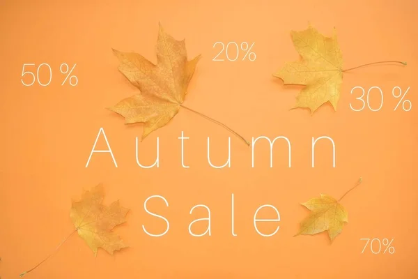 Herbst Verkauf Hintergrund Layout Dekorieren Mit Blättern Für Den Einkauf — Stockfoto