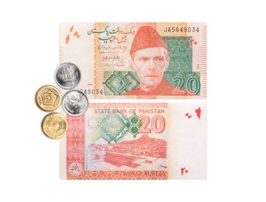 Beyaz arkaplanda Pakistan Para Birimi