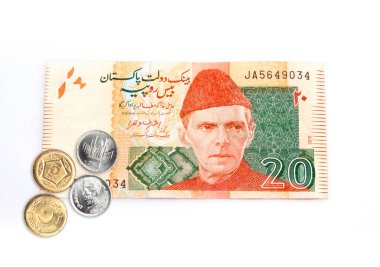 Beyaz arkaplanda Pakistan Para Birimi