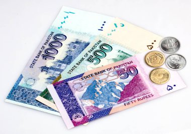 Beyaz arkaplanda Pakistan Para Birimi