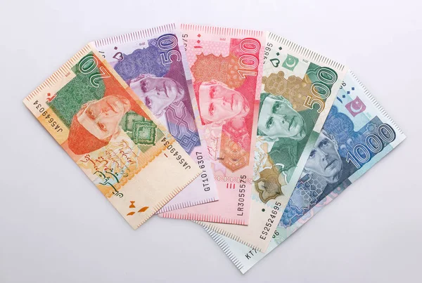 Pakistani Currency Note White Background — Stock Photo, Image