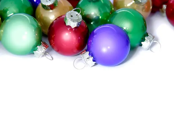 Colorful Christmas Ornaments Isolated White Background — Stock Photo, Image