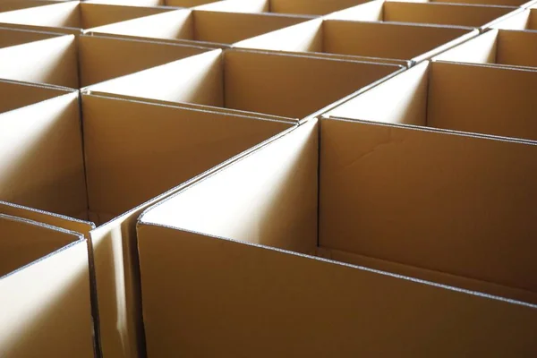 Stack Lepenkových Krabic Připravené Expedici Továrně — Stock fotografie