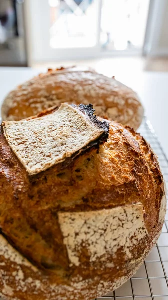 Świeży Chleb Domowej Roboty Naturalny Zdrowy — Zdjęcie stockowe